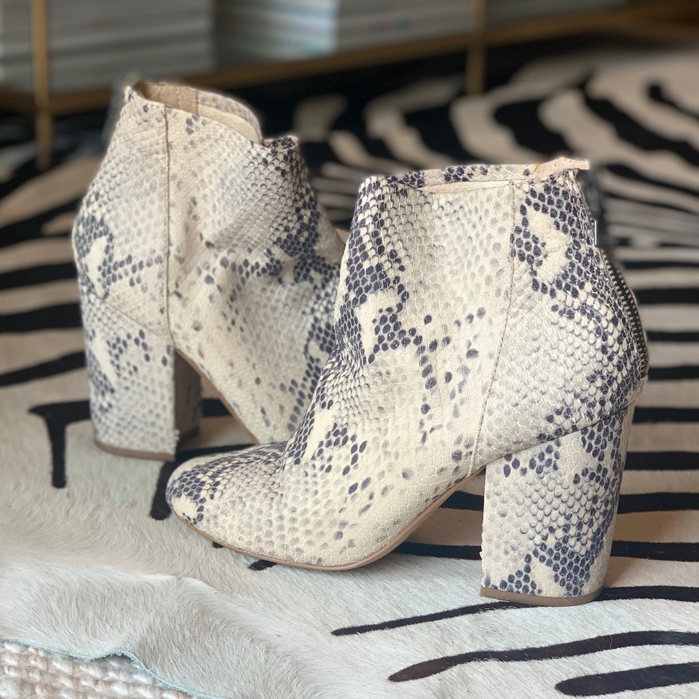 Heeled Snakeskin Booties